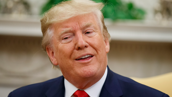 President Donald Trump during a meeting with Dutch Prime Minister Mark Rutte in the Oval Office, Thursday, July 18, 2019.