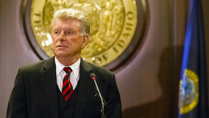 Then-Idaho Gov. Butch Otter speaking to reporters at the State Capitol building in Boise, Jan. 6, 2017.