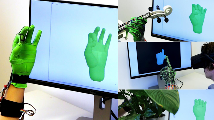 The stretch-sensing soft glove captures hand poses in real time and with high accuracy. It functions in diverse and challenging settings.