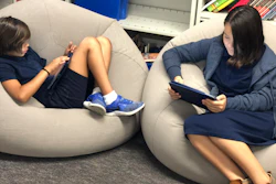 Students use bean bags in a classroom at Feaster Charter School in Chula Vista, Calif.