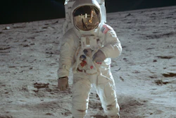 In this July 20, 1969 photo made available by NASA, astronaut Buzz Aldrin, lunar module pilot, walks on the surface of the moon during the Apollo 11 extravehicular activity.