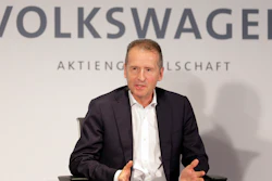Volkswagen CEO Herbert Diess speaks during a news conference in New York, Friday, July 12, 2019.