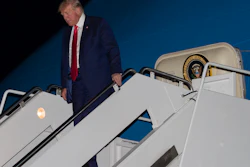 President Donald Trump steps off Air Force One as he arrives Friday, July 12, 2019, at Andrews Air Force Base, Md.