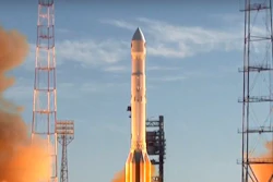 In this frame grab taken from video on Saturday, July 13, 2019, a Russian Proton-M rocket takes off from the launch pad at Russia's space facility in Baikonur, Kazakhstan.