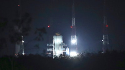 ISRO's GSLV MkIII at Satish Dhawan Space Center after the mission was aborted, Monday, July 15, 2019.