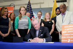 New Jersey Gov. Phil Murphy signs a gun control bill during a ceremony in Berkeley Heights, N.J., Tuesday, July 16, 2019.