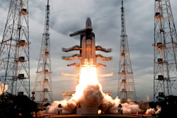 GSLV MkIII, carrying Chandrayaan-2, lifts off from Satish Dhawan Space center in Sriharikota, India, Monday, July 22, 2019.