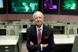 This Tuesday, July 5, 2011, file photo shows NASA Mission Control founder Chris Kraft in the old Mission Control at Johnson Space Center in Houston.