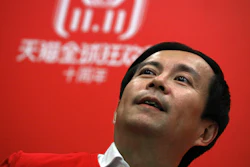 In this Nov. 11, 2018, file photo, Daniel Zhang, CEO of Alibaba Group, speaks to journalists during Alibaba's 11.11 Global Shopping Festival in Shanghai.