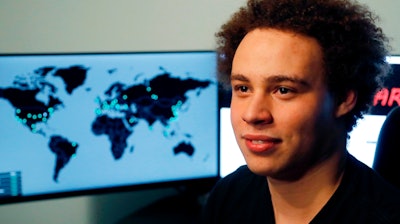 This Monday, May 15, 2017, file photo shows Marcus Hutchins, a British cybersecurity expert, during an interview in Ilfracombe, England.