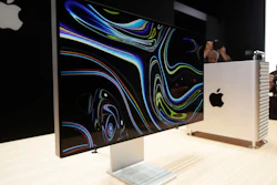 In this June 3, 2019, file photo, a monitor of the Mac Pro is shown in the display room at the Apple Worldwide Developers Conference in San Jose, Calif.
