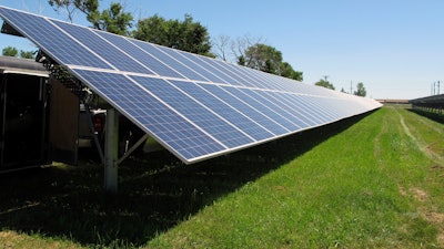 Array of solar panels on the north side of the Standing Rock Indian Reservation outside Cannon Ball, N.D.