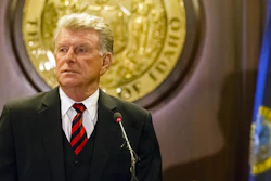 Then-Idaho Gov. Butch Otter speaking to reporters at the State Capitol building in Boise, Jan. 6, 2017.