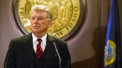 Then-Idaho Gov. Butch Otter speaking to reporters at the State Capitol building in Boise, Jan. 6, 2017.