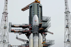The Indian Space Research Organization MkIII-M1 being prepared for its launch, July 2019.