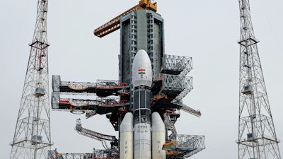 The Indian Space Research Organization MkIII-M1 being prepared for its launch, July 2019.