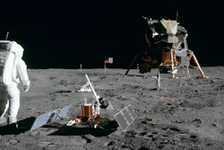 Astronaut Buzz Aldrin on the Moon during the Apollo 11 mission.