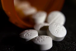 This Tuesday, Aug. 15, 2017, file photo shows an arrangement of pills of the opioid oxycodone-acetaminophen in New York. Newly released federal data shows how drugmakers and distributors increased shipments of opioid painkillers across the U.S. as the nation’s addiction crisis accelerated from 2006 to 2012.