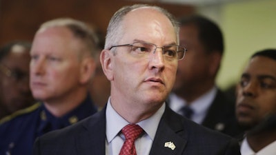 In this Thursday, April 11, 2019, file photo, Louisiana Gov. John Bel Edwards attends a news conference in Opelousas, La.