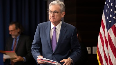 Federal Reserve Chairman Jerome Powell at a news conference in Washington, Wednesday, July 31, 2019.