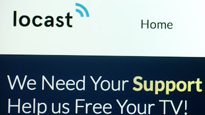 In this Jan. 28, 2019, file photo, the Locast website is displayed on a computer screen in New York.