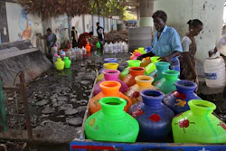 A water filling depot in Chennai, Monday, July 15, 2019.