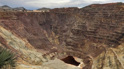 This May 12, 2019, file photo, shows what's left of the Lavender pit mine outside Bisbee, Ariz.