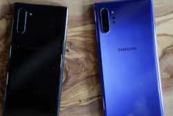 In this Monday, Aug. 5, 2019, photo, the Samsung Galaxy Note 10, left, and the Galaxy Note 10 Plus shown in New York.