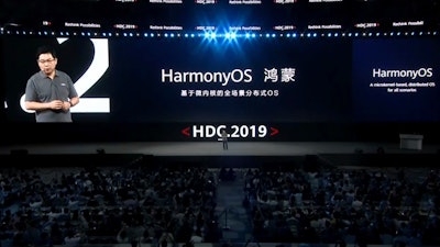 In this image from video released by Huawei, Richard Yu, CEO of Huawei Consumer Business Group, speaks during a news conference in Dongguan, China, Friday, Aug. 9, 2019.