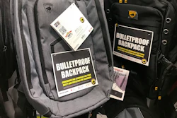 This Thursday, Aug. 8, 2019 photo shows bulletproof backpacks that for sale at an Office Depot store in Evanston, Ill.. With the rise of mass shooting, companies like Guard Dog Security, TuffyPacks and Bulletblocker are creating bullet-resistant backpacks for children for the back-to-school shopping season. Many say they’re seeing an increase in sales in their products leading up to the fall, and typically see a spike in sales after a mass shooting.