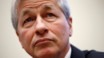 In this April 10, 2019, photo, JPMorgan Chase chairman and CEO Jamie Dimon testifies before the House Financial Services Committee during a hearing on Capitol Hill in Washington.