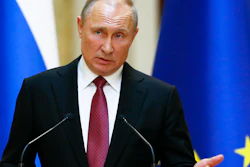 Russian President Vladimir Putin speak during a news conference in Helsinki, Wednesday, Aug. 21, 2019.