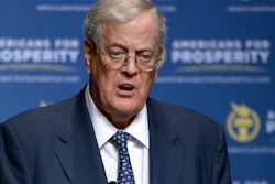 In this Aug. 30, 2013, file photo, David Koch speaks in Orlando, Fla.