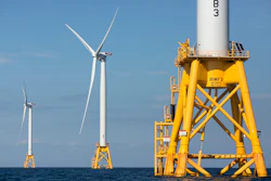 Three of Deepwater Wind's turbines off Block Island, R.I., Aug. 15, 2016.
