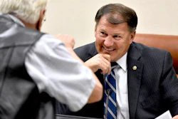 U.S. Sen. Mike Rounds, R-S.D., during a hearing on the U.S. Army Corps of Engineers' management of 2019 Missouri River Basin flooding Wednesday, Aug. 28, 2019, in North Sioux City, S.D.