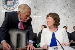 Sen. Angus King, I-Maine, left, speaks with Sen. Susan Collins, R-Maine, on Capitol Hill, June 20, 2018.