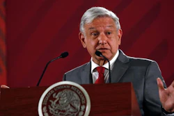 Mexican President Andrés Manuel López Obrador during his daily morning press conference at the National Palace in Mexico City, Friday, May 31, 2019.