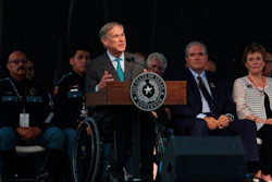 Gov. Greg Abbott speaks during a memorial service for the victims of the Aug. 3 mass shooting, Wednesday, Aug. 14, 2019, at Southwest University Park in El Paso.