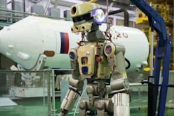 In this photo taken on Friday, July 26, 2019, and distributed by Roscosmos Space Agency Press Service, the Fedor robot is displayed before being loaded into a Soyuz capsule that was launched Thursday Aug. 22, 2019, from the launch pad at Russia's space facility in Baikonur, Kazakhstan. A Russian space capsule carrying a humanoid robot has failed to dock as planned with the International Space Station. A statement from the Russian space agency Roscosmos said the failure to dock on Saturday Aug. 24, 2019, was because of problems in the docking system, but didn't give details.