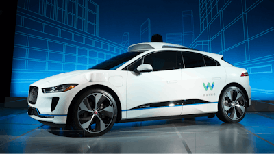 In this March 27, 2018 file photo, the Jaguar I-Pace vehicle outfitted with Waymo's suite of sensors and radar is introduced in New York. Google autonomous vehicle spinoff Waymo says it will start testing on public roads in Florida to better experience heavy rain.