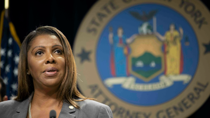 In this June 11, 2019, file photo, New York Attorney General Letitia James speaks during a news conference in New York.