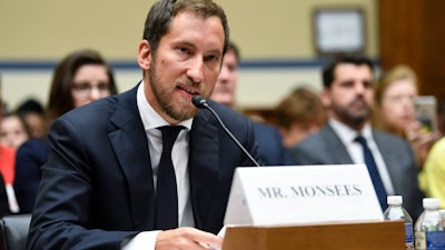In this July 25, 2019, file photo, JUUL Labs co-founder and Chief Product Officer James Monsees testifies on Capitol Hill in Washington.