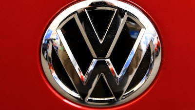 This Thursday, Feb. 14, 2019, file photo, shows the Volkswagen logo on an automobile at the 2019 Pittsburgh International Auto Show.