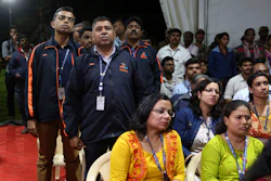 Indian Space Research Organization employees react to an announcement by agency chief Kailasavadivoo Sivan at its Telemetry, Tracking and Command Network facility in Bangalore, Sept. 7, 2019.