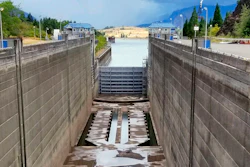 This Sept. 8, 2019, photo shows a dry boat lock on the Bonneville Dam on the Columbia River at Cascade Locks., Ore.