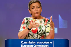 In this July 18, 2019, file photo, European Antitrust Commissioner Margrethe Vestager talks during a news conference in Brussels.