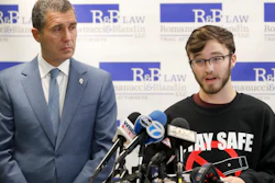 Adam Hergenreder, right, during a news conference Friday, Sept. 13, 2019, in Chicago.