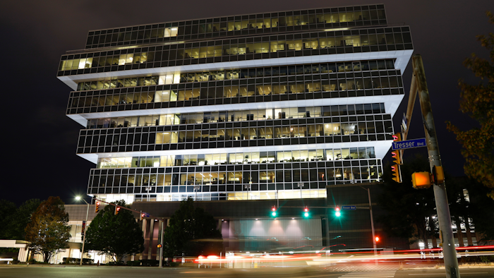 In this Sept. 12, 2019, file photo, cars pass Purdue Pharma headquarters in Stamford, Conn.