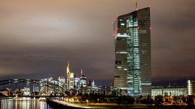 The European Central Bank near the banking district in Frankfurt, Germany, Tuesday, Sept. 17, 2019.