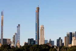 The Central Park Tower, center, under construction, Tuesday, Sept. 17, 2019 in New York.